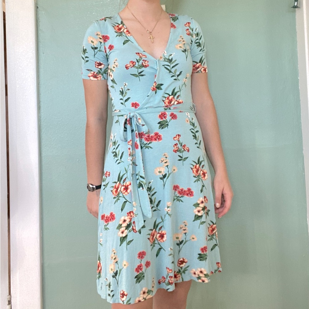 Forever21 Contemporary Midi Turquoise Dress